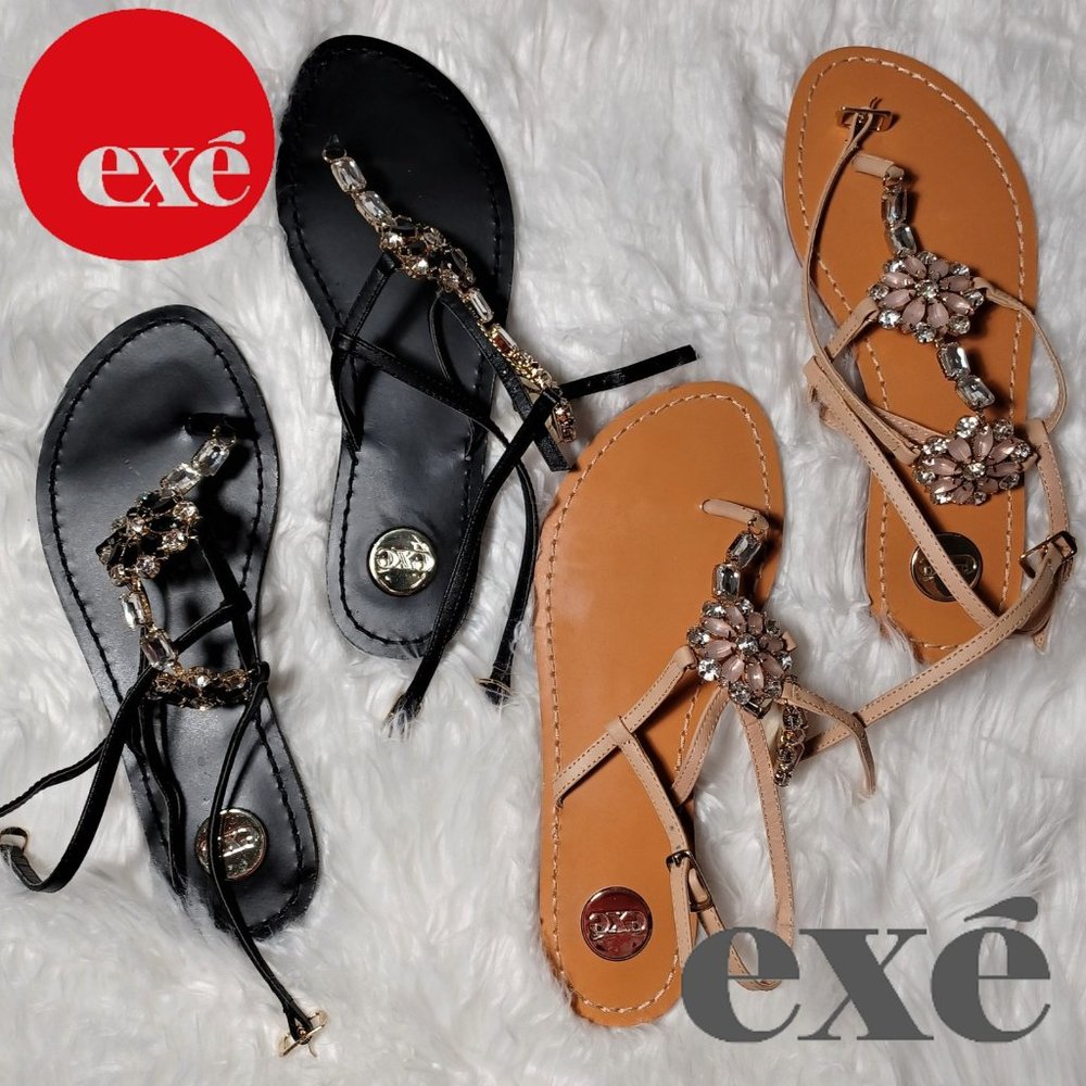 NEW EXE Light Sandals With Bling (Set of Two) Pairs, Brown & Black, US Size 8